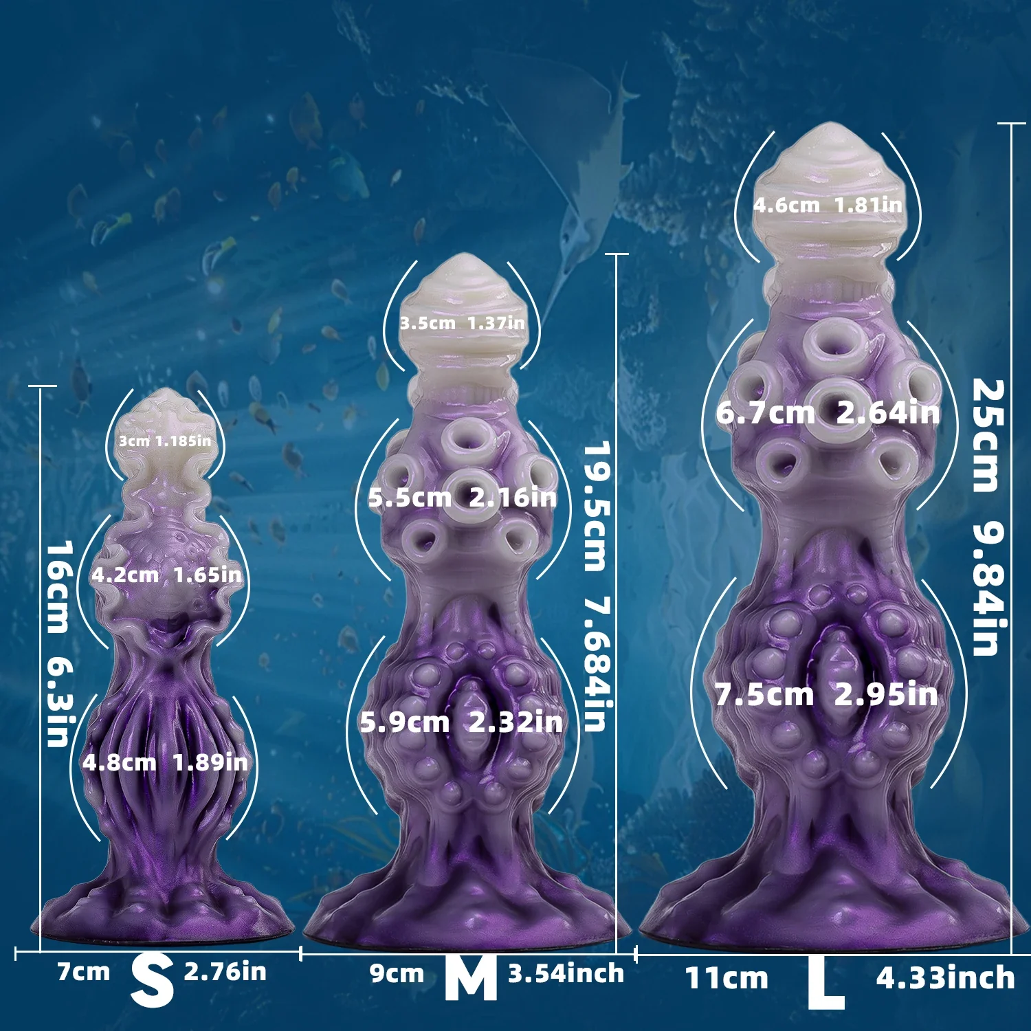 Fantasy 3-knoops dildo, foto 8