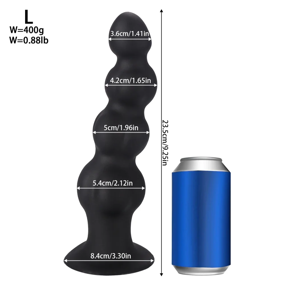 XXL buttplug Kralenplug Bronze, Zwart Siliconen · L