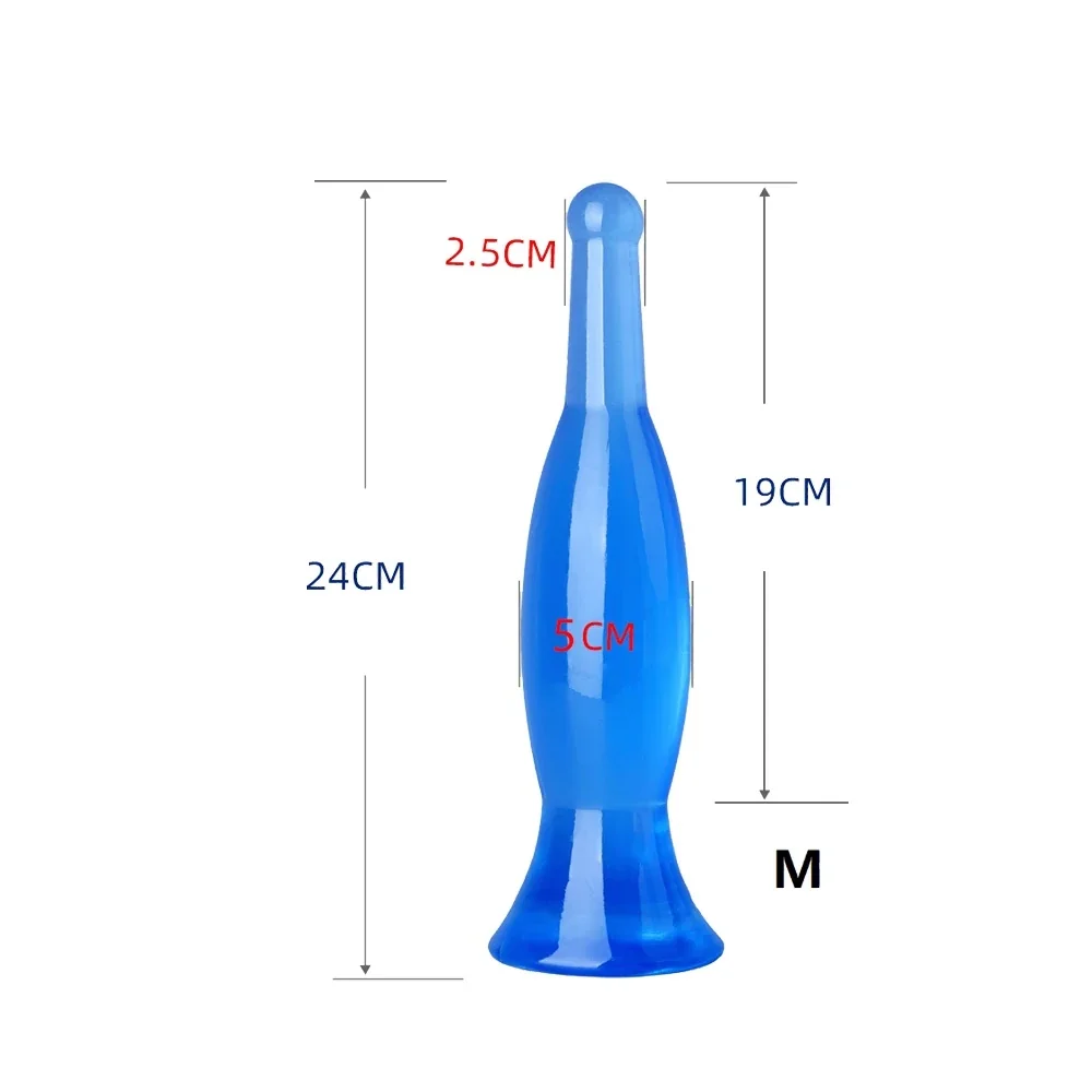 Transparante buttplug Kristal Fles, Blauw · M