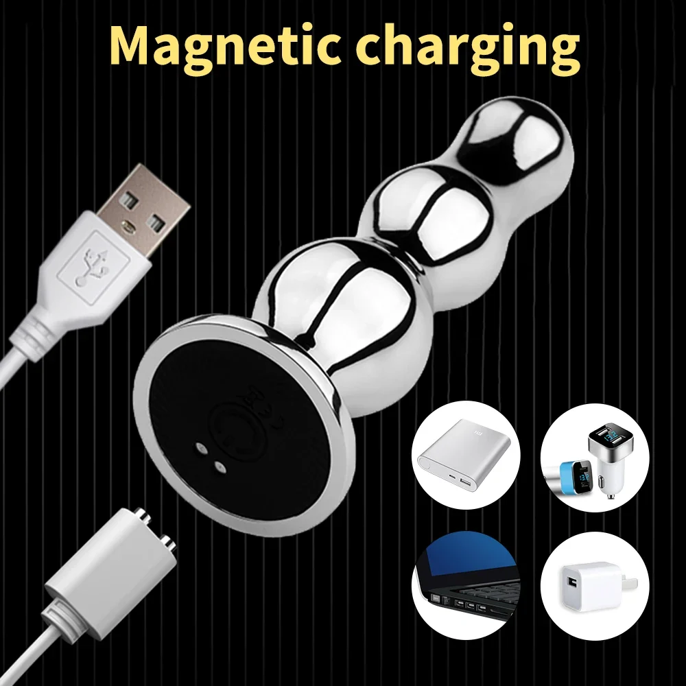 Metalen vibrerende anale plug rvs, foto 6