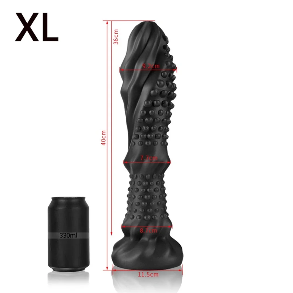 XXL fantasy dildo Noppen Ambre, Zwart · XL