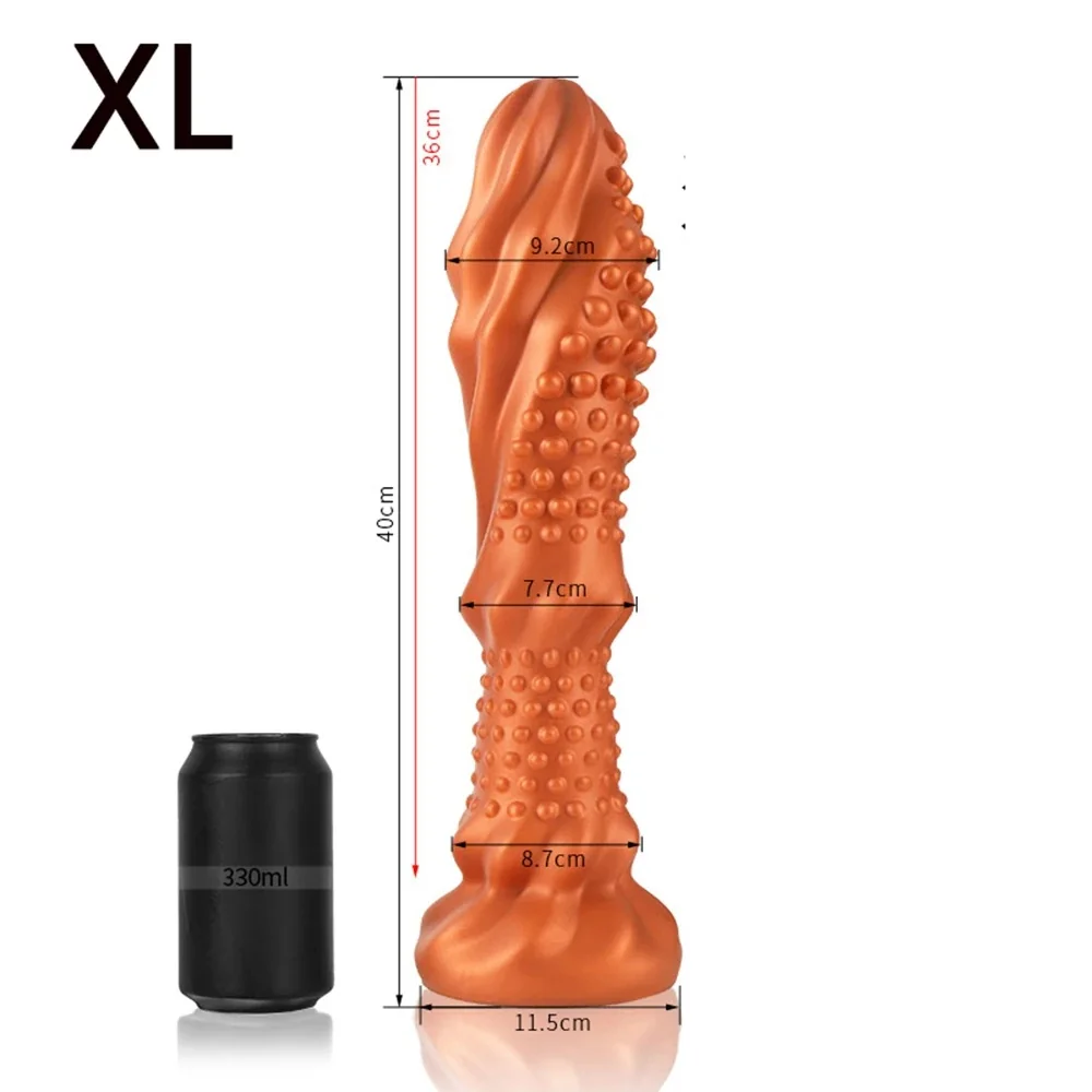 XXL fantasy dildo Noppen Ambre, Goud · XL