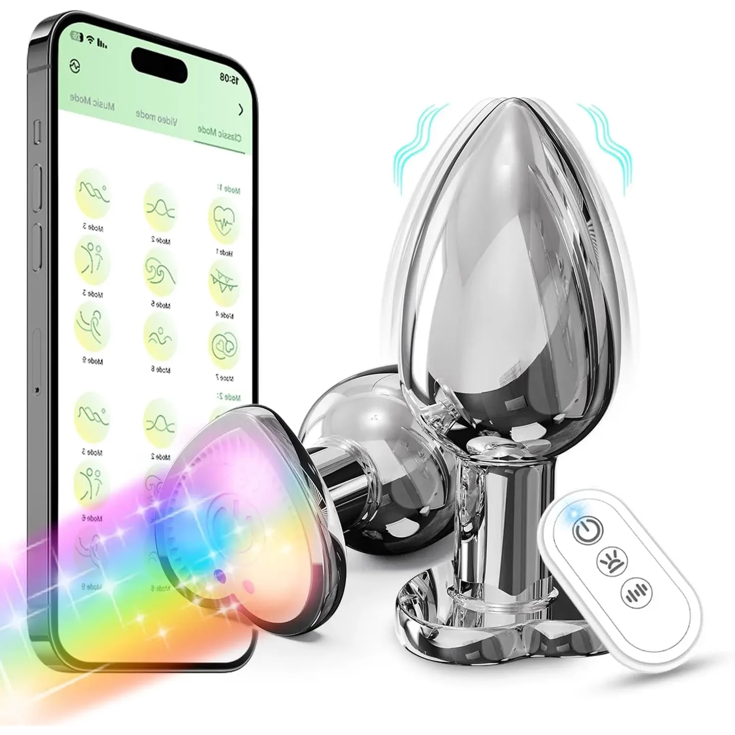 RVS anaalplug Otouch App RGB, roestvrij staal (RVS)