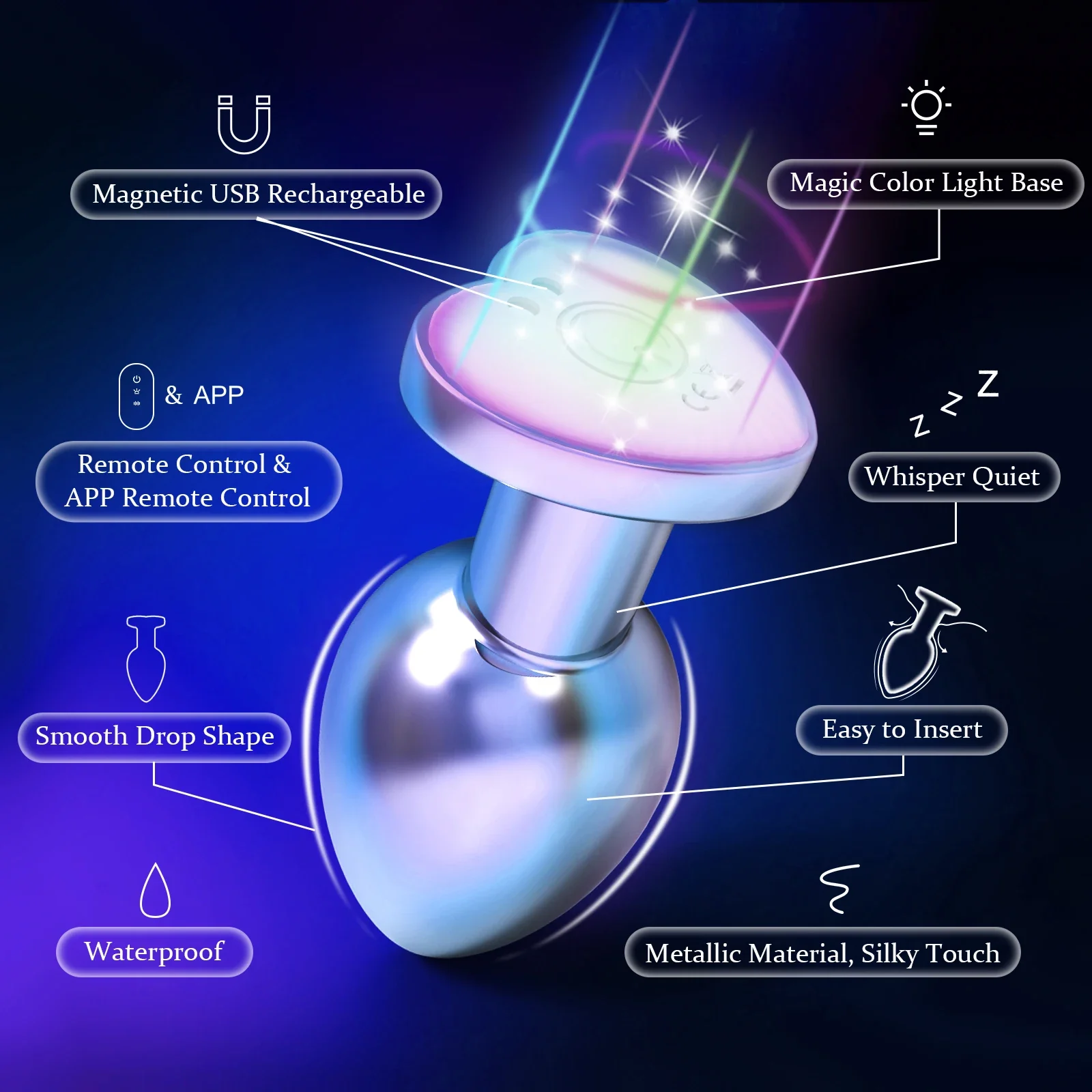 RVS anaalplug Otouch App RGB, foto 4