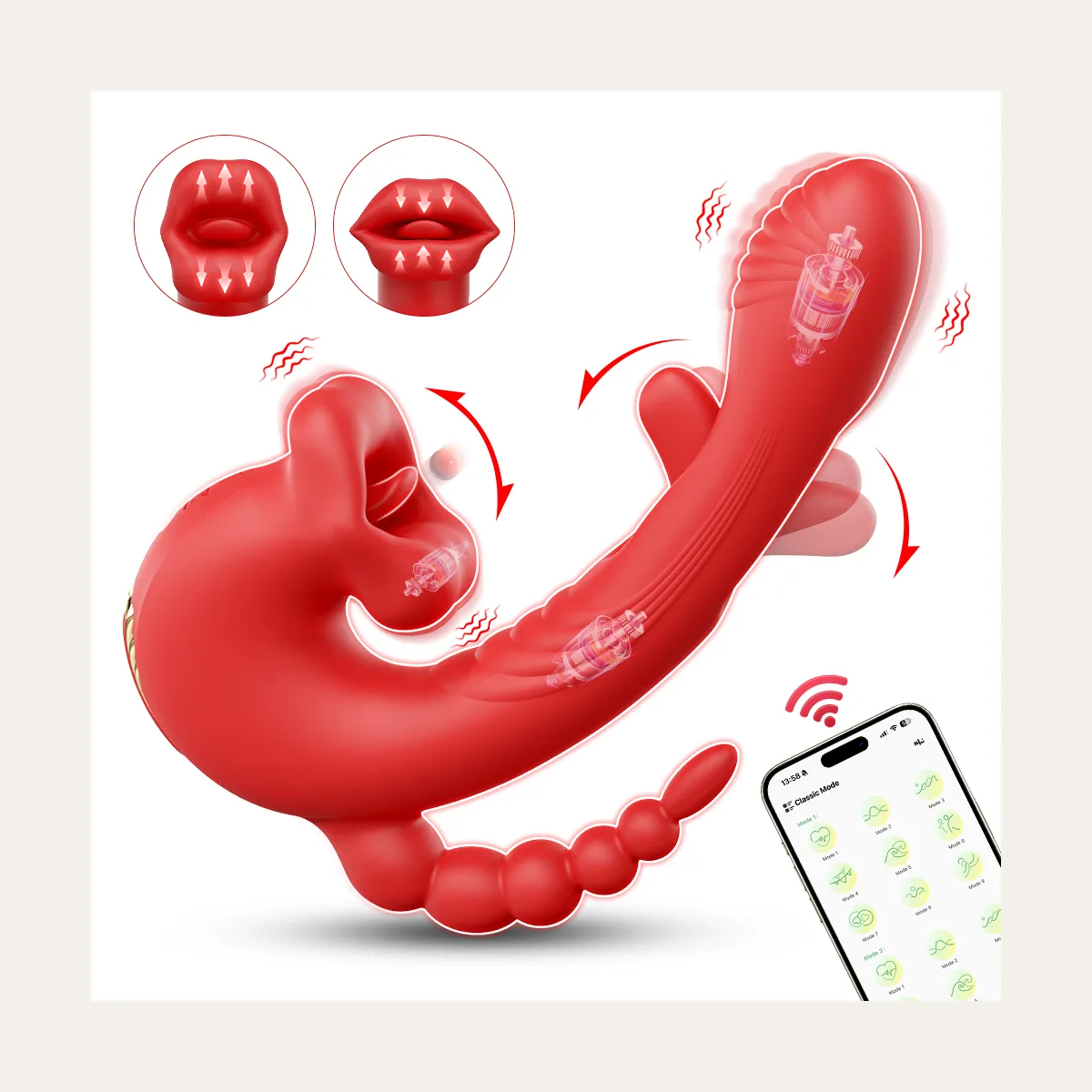 Tong- en rabbitvibrator, zacht silicone